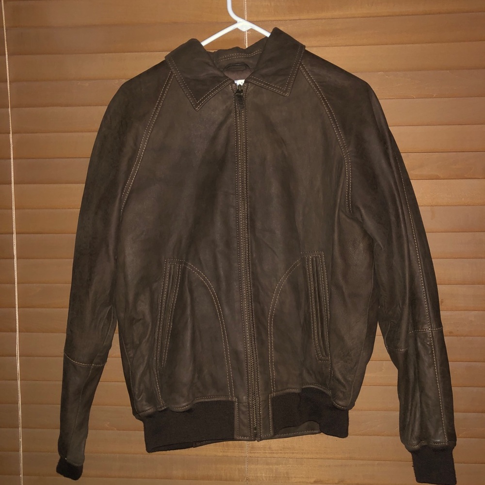 CALF SKIN LEATHER BOMBER JACKET